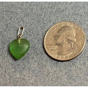 Jade Green Heart Pendant Acrylic Stone Silver Valentine Love Retro Vintage BoHo